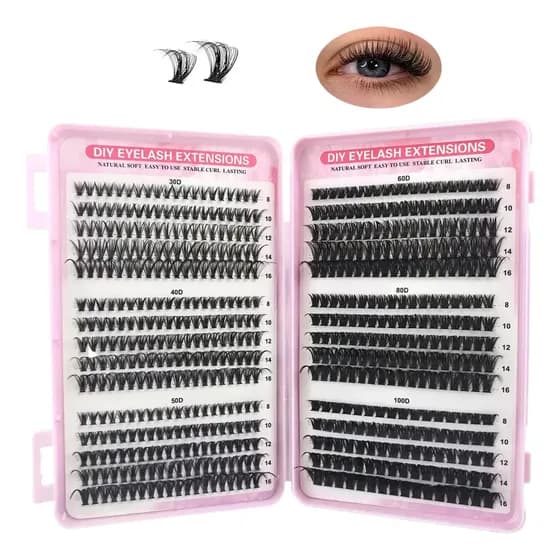 Cílios Postiços Fio Extensão Sobrancelhas - Kit Completo Preto D