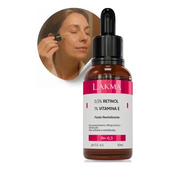 Sérum Retinol 0,5% + Vitamina E 1% Lakma Skincare Todos Tipos De Pele Renovação Textura 30ml