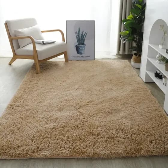 Tapete 2.00x1.50 Casa Laura Enxovais Shaggy Felpudo Para Quarto Sala Luxo Bege