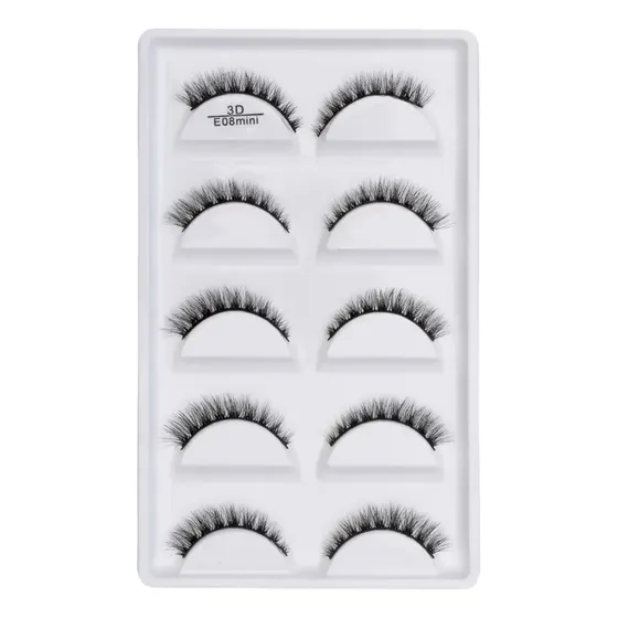 Cartela Com 5 Pares De Cilios Postiços Naturais - E08 Mini
