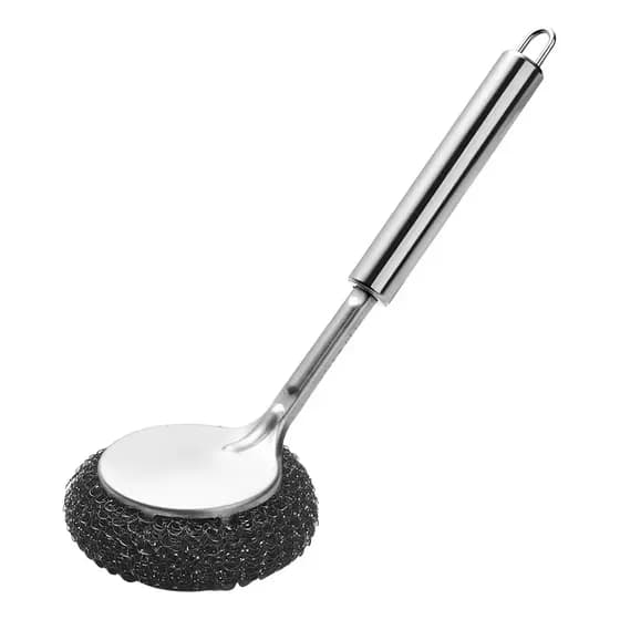 Escova De Aço Inox Com Cabo Longo Para Limpeza De Panelas