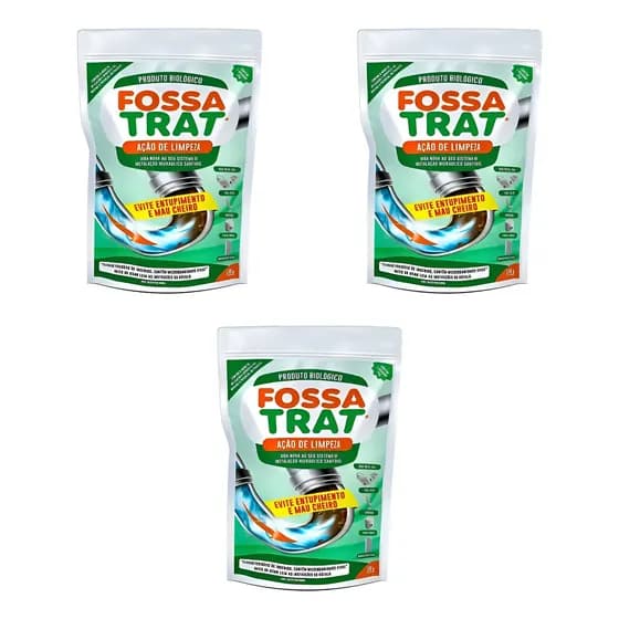 Kit 3 Limpadores Biológico Fossa Caixa Gordura Esgoto 100g