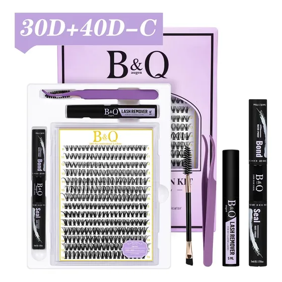 Kit Cílios Postiços B&qaugen 30d+40d Fácil Aplicação Alta Fixação Efeito Natural Leves Não Incomoda Ideal Para Iniciantes Resultado Profissional Custo Benefício C 1.6 Cm 0.07 Mm