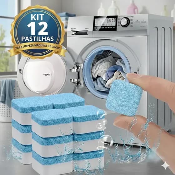Pastilha Tablete Limpa Máquina Lavar Roupa Louça Kit 12 Un
