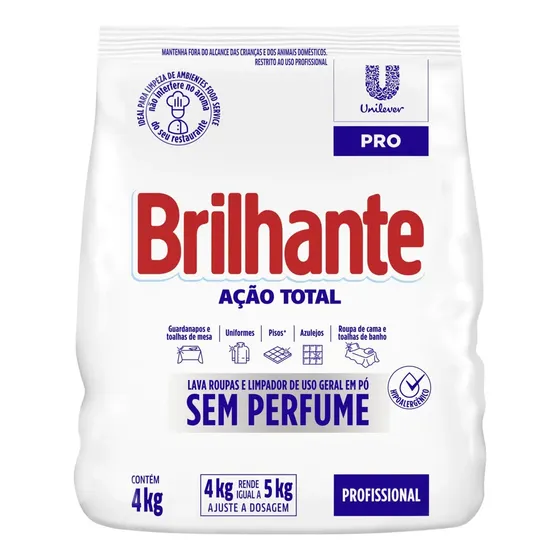 Sabão em Pó Brilhante Profissional Ação Total 4 kg