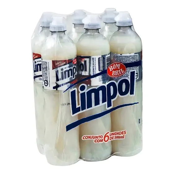 Pack 6 Detergente Limpol Coco Glicerina Anti-odor 500ml Kit